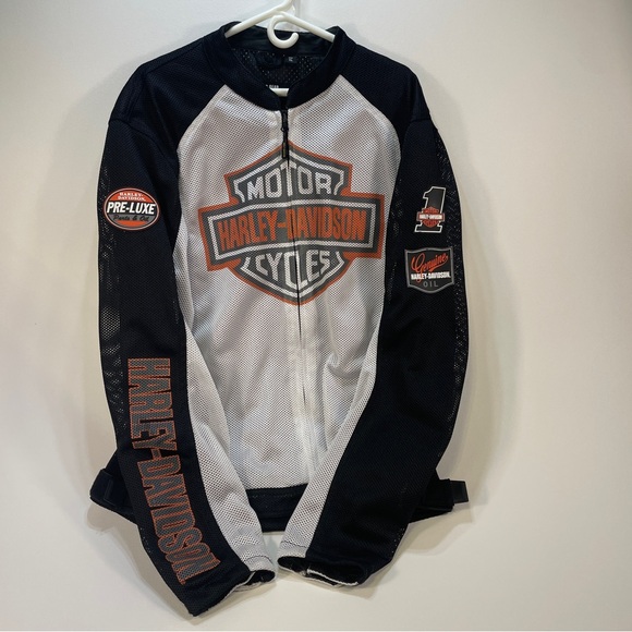 Harley-Davidson Other - Harley-Davidson Mesh Motorcycle Jacket Tall XL Black White Riding Gear Excellent